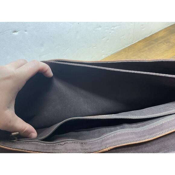Vintage Fossil Leather Messenger Briefcase Brown Bag - Picture 12 of 15